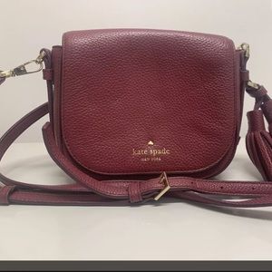Preowned Kate Spade  mini flap crossbody Leather Blackberry Preserve